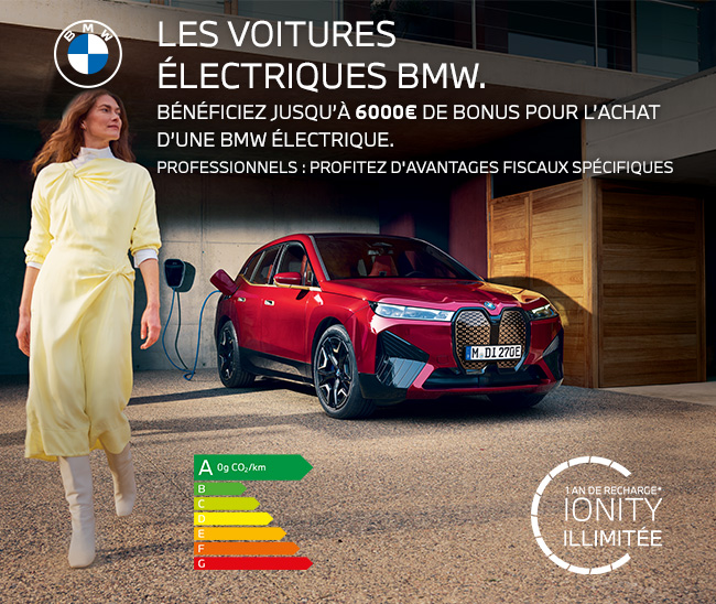 Bénéficiez jusqu'à 6000€ de bonus pour l'achat d'une BMW électrique. professionnels : Profitez d'avantages fiscaux spécifiques 